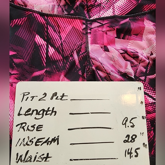 Ideology pink black abstract print athletic leggings mesh insert SZ Medium - Picture 4 of 4